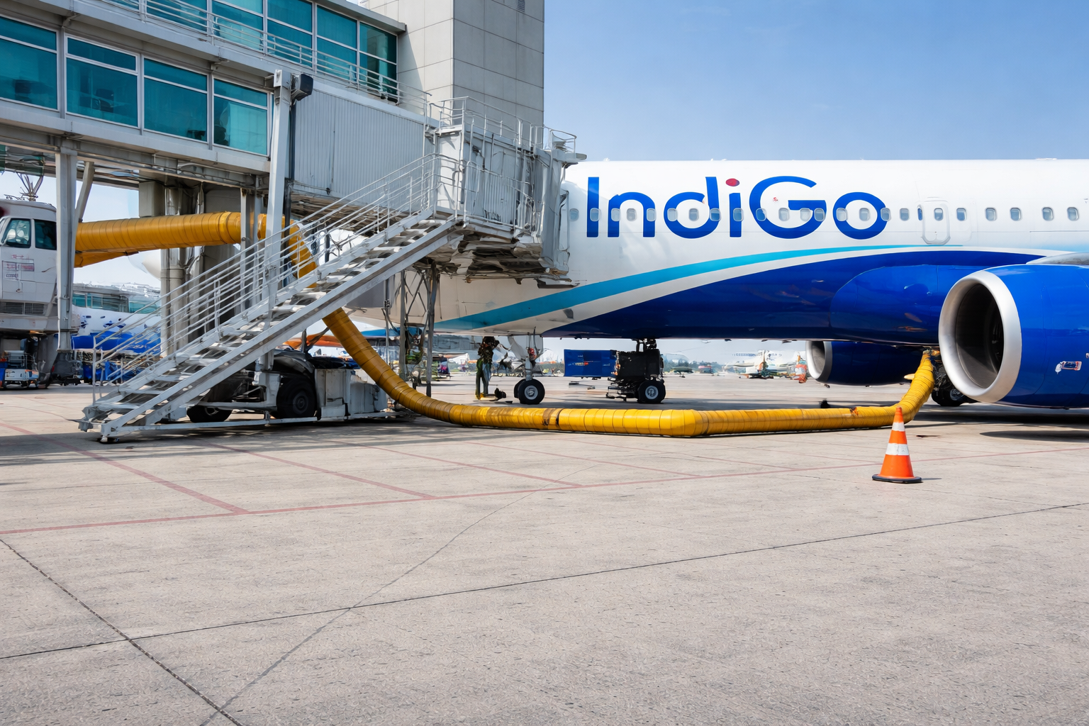 Airport ground support PCA hose in operation